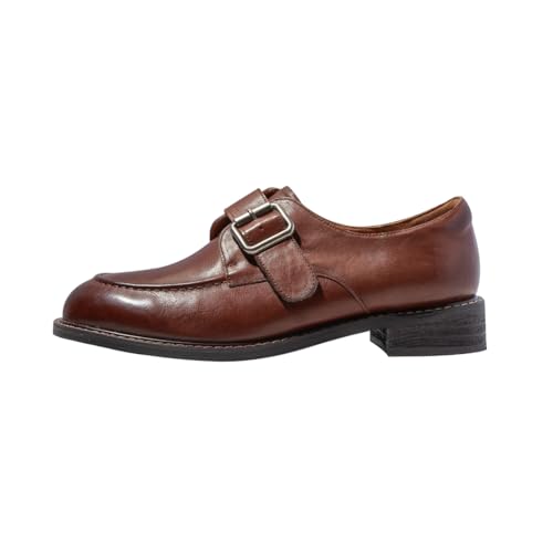 Image of ONEENO Women's Flat Leather Buckle Loafer