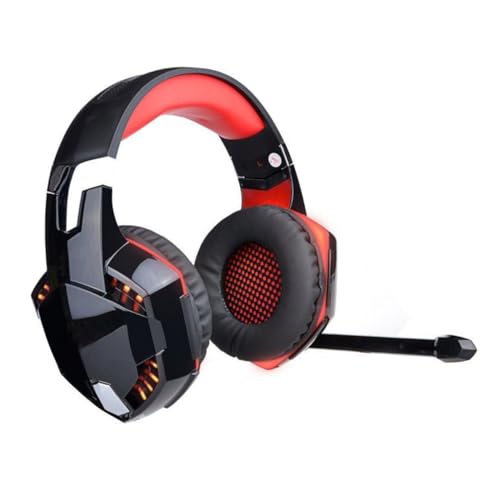 Auriculares LED para PC Housoutil con graves profundos y cancelacion de ruido color rojo