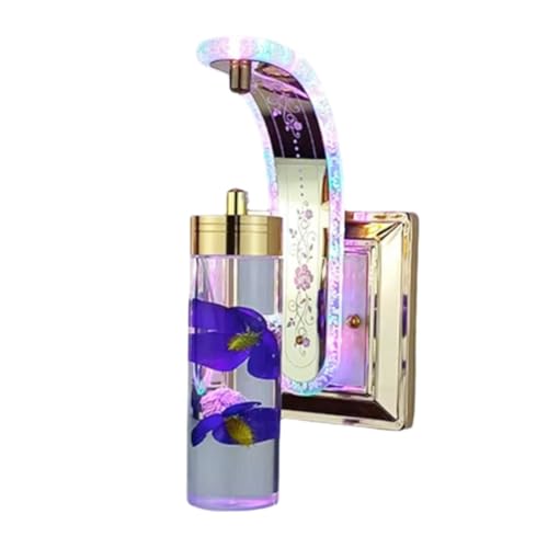 Qussedser Lámpara de Pared Decorativa de Lujo, Pantalla de Acrílico, Lámpara de Pared, Pasillo Nórdico, Lámpara de Flores, Noble Violeta