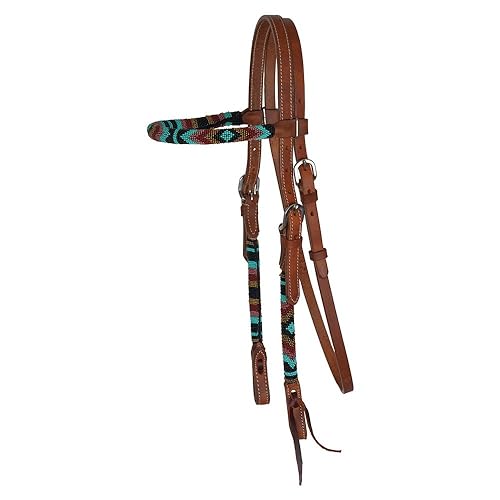 Schneiders Double S Beaded Browband Headstall | Equestrian Fashion & Function | Exceptional Strength | Attractive Beaded Design | Color Black | Size Full Horse
