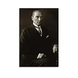 YANDING Poster moderne de Turquie Mustafa Kemal Atatürk Turc Leader Poster sur toile pour décoration de chambre à coucher 50 x 75 cm