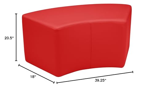 Image of Sprogs 18 inch H Structured S-Curve Stool -Flexible Modular Collaborative Soft Seating for Office, Home, Lounge and School Classrooms with Durable Frame -Red