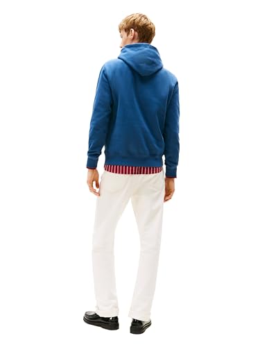 Tommy Hilfiger Herren Mittelschweres Kapuzen-Sweatshirt aus Solidem Fleece, Auch Erhältlich in Big & Tall Kapuzenpullover, Ägäis, Medium – Ansicht 4
