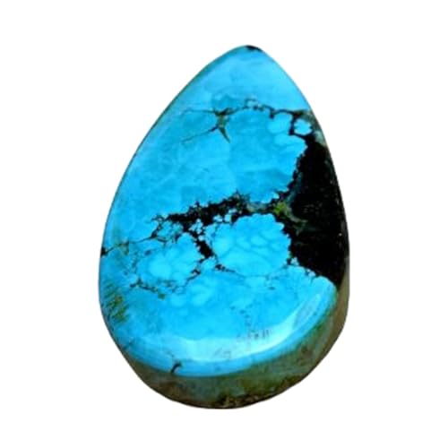 Poire turquoise naturelle bague artisanale et pendentif bohème chic en cabochon unique DIY