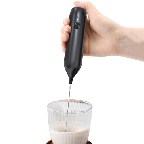 FOUNCY Milk Frother, Electric Whisk, Hand Mixer, Battery-Powered Coffee Maker, Black