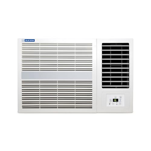 Image of Blue Star 2 Ton 3 Star Fixed Speed Window AC (Copper, Turbo Cool, Fan Modes-Auto /High /Medium /Low, Hydrophilic Blue Fins, Dust Filters, Self-Diagnosis, WFE324E, White)