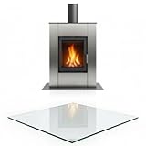 Mucola Glasplatte eckig 80x80 cm ESG Sicherheitsglas 6 mm Klarglas | Kaminplatte Funkenschutzplatte Bodenplatte Ofenplatte Kratzfest | Kaminofenplatte Tischplatte temperaturbeständig polierte Kanten