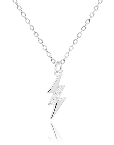 Dainty Lightning Bolt Necklace for Wome • 14K Gold Plated Cubic Zirconia Pendant Non Tarnish Adjustable Chain Necklaces • Mothers Day Gifts [LTN]