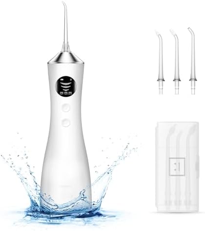 Water Dental Flosser for Teeth, Portable Cordless Water Flosser with 300ML Rechargeable with Type-C, IPX7 Waterproof Water Flossers for Adults with 3 Intensity Modes and 3 Flossing Tips