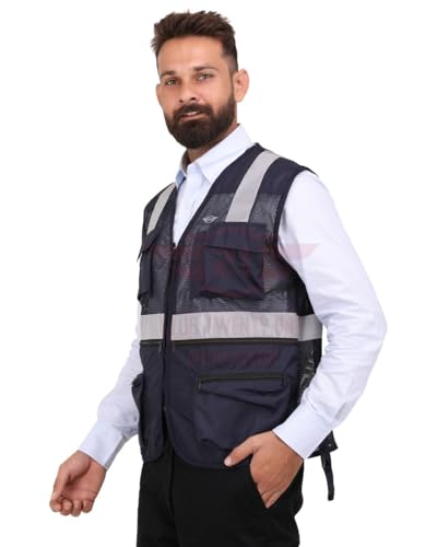 Image of CLUB TWENTY ONE Unisex-adult Polyester And Mesh Reflective Casual Style Jacket With Strips Or Tape (Navy Blue, 2X-Large)