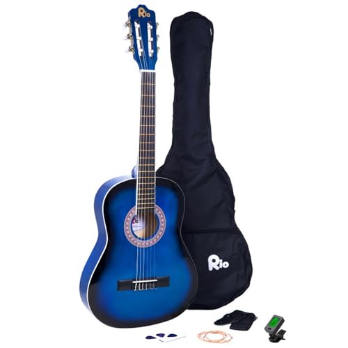 Ideale per i principianti. Rio Chitarra classica 3/4 91,4 cm ideale per bambini o principianti. Adatto per bambini dai 9 – 12 anni Blue