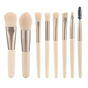 MADALIAN 8 Mini Makeup Brush Portable Soft Hair Makeup Brush Set Beauty Tool Makeup Brush Foundation Brush(Color:Black)