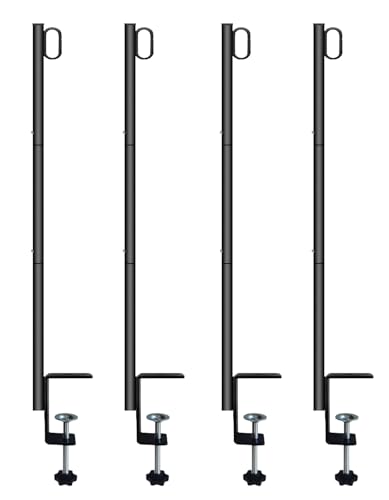 Deck String Light Poles 4 Pack 41 for Garden Backyard Deck Fence Railing EavesHanging Bird Feeders Lanterns Wind Chimes Flower and Plant Baskets (4)