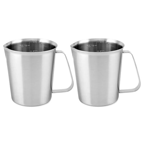 Vasos medidores de acero inoxidable QWORK 16 oz 2 piezas miniatura 1