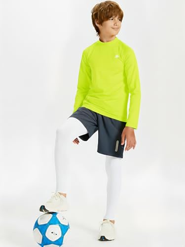 Image of DEVOROPA Youth Boys Compression Shirt Long /Short Sleeve Football Baseball Undershirt Quick Dry Kids Sports Baselayer Crewneck