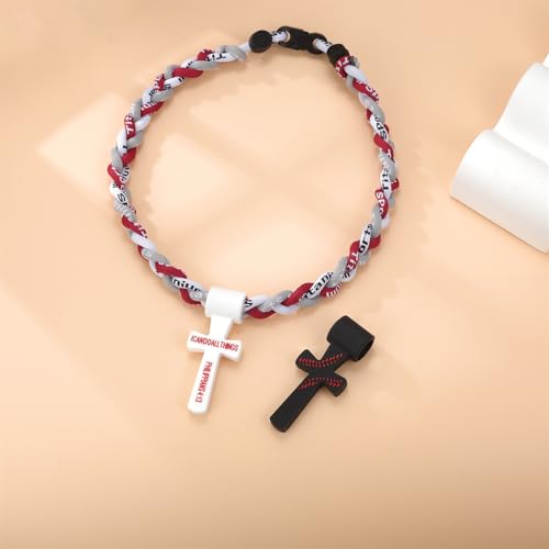 Collar de béisbol con cruz Flongo para niños cuerda trenzada triple de 33 cm 7