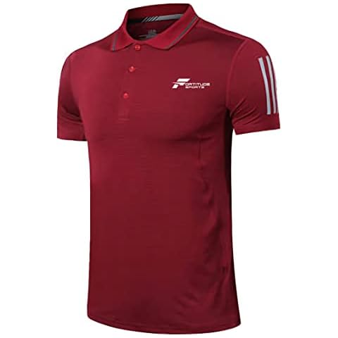 Fortitude Sports Golf Polo Shirt for Men | Adult Short Sleeve Quick Dry Golf Shirt with Collar | Thin Breathable Men's Slim Fit Polo Shirt (as8, Alpha, l, Regular, Regular, Red, Large) Cover