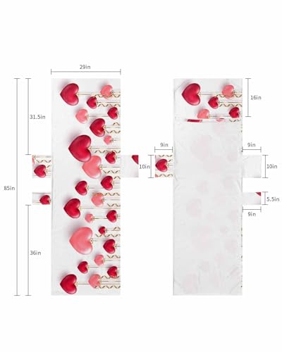 Pink Red Love Heart Valentine's Day Beach Lounge Chair Towel Cover, Soft Chaise Lounge Towel with Side Pockets Patio Pool Chairs Cover for Beach/Pool Sunbathing 29x85 Romantic
