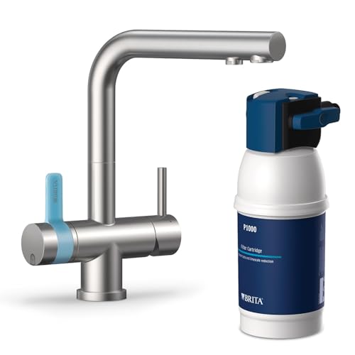 BRITA mypure P1 3-Way tap - Rectangle Includes 1x BRITA P1000 Cartridge for Reduction of Chlorine limescale and impurities