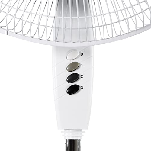 Comfort Zone Czst185Wt 18" 3-Speed Oscillating Pedestal Fan With Adjustable Height And Tilt, 90-Degree Oscillation And Quad-Pod Folding Base, White #TOP7