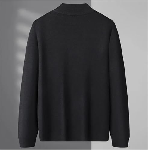 Vsadsau Men Large Crew Neck Sweater Knitted Half Zipper Sweater Solid Pullover Long Sleeve Jumpers3