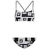 adidas Women's Bars AOP Bikini Swimsuit, White/Black, L
