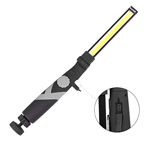 Preisvergleich Produktbild QIjinlook LED Arbeitsleuchte, Taschenlampe Wiederaufladbare, Werkstattlampe LED COB Inspektionsleuchten, Magnet Basis für Auto Reparatur, Werkstatt, Garage, Camping, Notbeleuchtung (Schwarz)