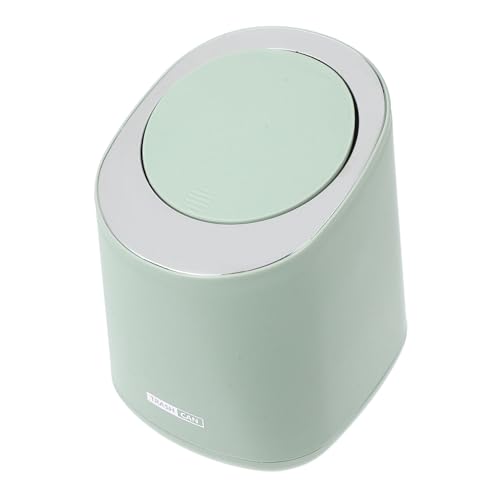 FONDOTIN Desk Waste Can Mini Storage Bin Press Lid Modern Trash Can Lid Green for Home Office