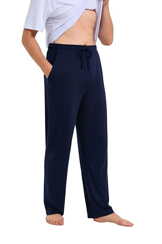 Men's Pajama Pants Soft Lightweight Open-Hem Lounge Pants Jersey PJ Bottoms with Pockets and Drawstring2