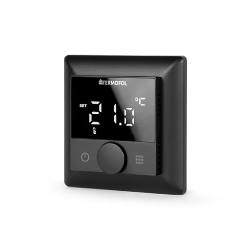 Termofol - Termostato conectado para calefacción por suelo radiante TF-H5 - Termostato conectado eléctrico - Termostato programable con cable - Hoja calefactora termostato - Negro