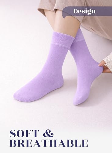 Image of Hugh Ugoli Women's Thin Soft Rayon Derived from Bamboo Crew Socks for Dress, Trouser, Seamless Toe & Non-Binding, 5-8 /9-11