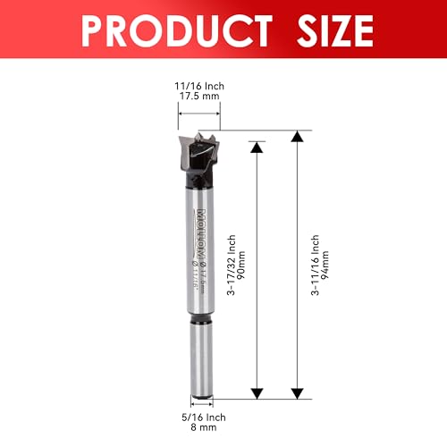 MOLLOM 11/16" (17.5mm) Forstner Drill Bit for Precise Woodworking with Durable YG8 Carbide Thickness of 1.7mm,This Hinge Cutter Tool is Ideal for Hard Wood Plastic - Image 2