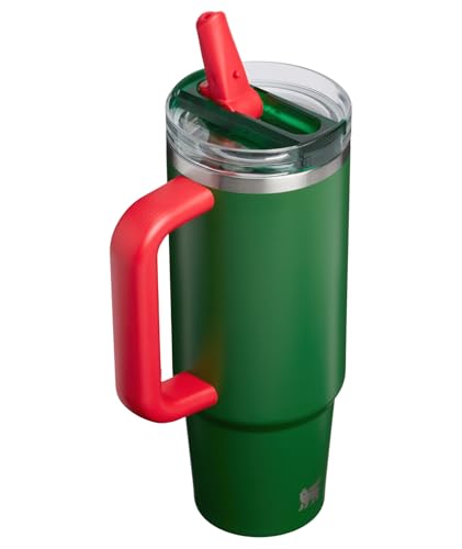Image of STANLEY Quencher ProTour Flip Straw Tumbler with Leakproof Lid, 30 oz | Built-in Straw and Handle | Cup Holder Compatible for Travel | insulated Stainless Steel Cup | BPA-Free | Team Dark Green Red