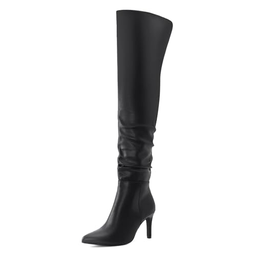 Shoe'N Tale Thigh High Boots for Women Over The Knee Stiletto Heel Pointed Toe Long Sexy Boots