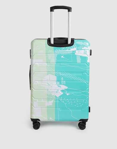 Image of TEAKWOOD LEATHERS Twin Printed Hardside Trolley 360 Degree 8 Roating Wheels, Trolley Bag for Travel (Green, Large)