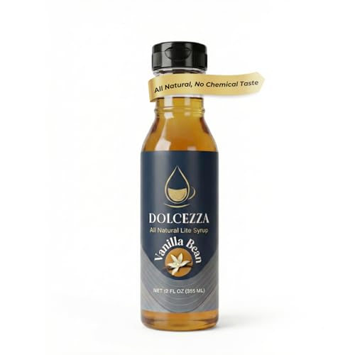 Dolcezza Vanilla Allulose Syrup, All Natural Low Sugar Sweetener for Coffee, Mixed Drinks and Baking. Keto Friendly, Monkfruit Blend, No Artificial Sweeteners, No Stevia Aftertaste. – 12 oz (12 fl oz, Vanilla)