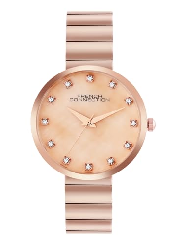 Image of French Connection Mop Rosegold Round Dial with Rose Stainless Steel Metal Strap Watch - for Womens FCN0128RGM