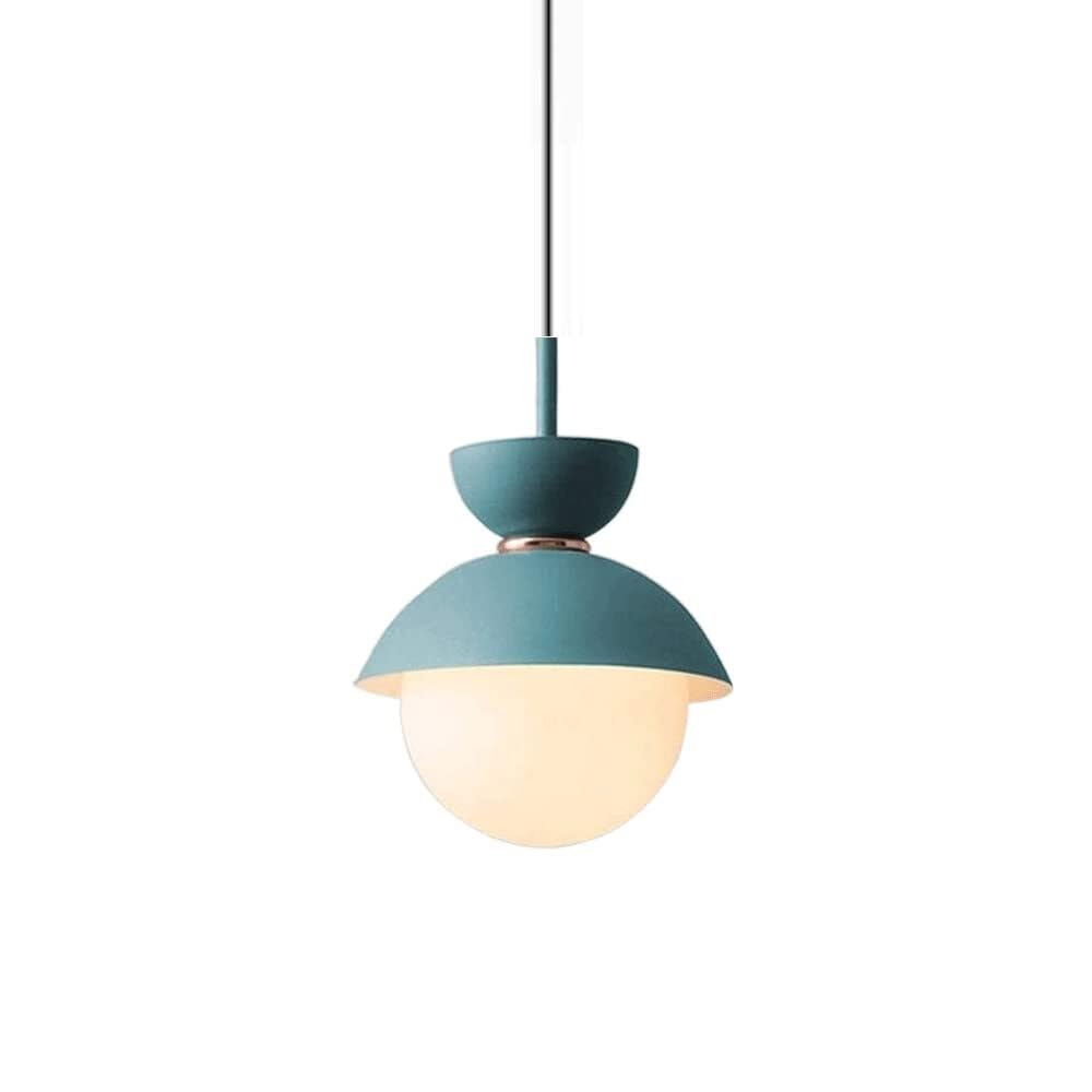 LYMSXAZOU G9 Light Source Chandelier – Simple Single Head Nordic Style Metal and Glass Pendant for Restaurant Kitchen Ceiling Decoration(Blue)