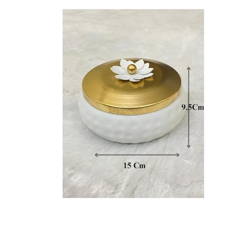 Image of Non Airtight 6 inch Hammered Metal bowl with crystal Lid - Return Gift