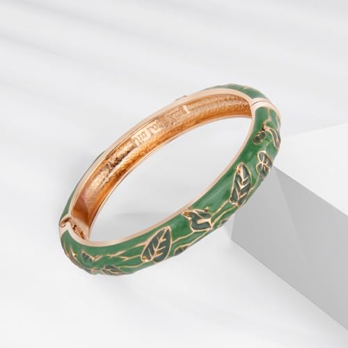 Image of UJOY Womens Multi-colors Cloisonne Bracelet Gold Plated Flower Hollowed Enameled Hinged Cuff Bangles Jewelry Gift 88A10