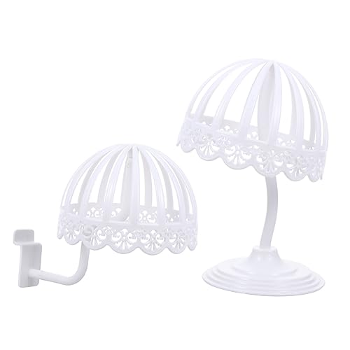 PRETYZOOM 2Pcs Multifunctional Plastic Wig and Hat Holder Display Stands Hollow Design for Wigs Caps and Headdresses for Home Salon Travel and Styling Use