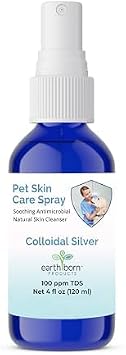 Earthborn Products Colloidal Silver Liquid Spray for Pets| Best Wound Care Support for Hot Spots, Burns, Irritations, Rashes, Wounds, Cuts & Scratches| 4 oz