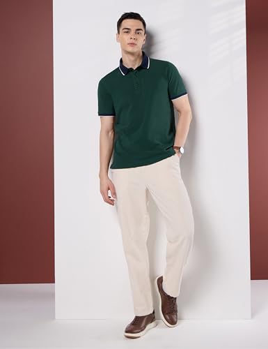 Image of Symbol Premium Men's 100% Cotton Solid Polo T-Shirt - Regular Fit | Pique Knit