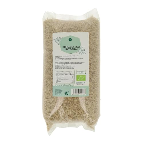 PLANETA HUERTO | Arroz Largo Integral ECO 1 kg - Arroz Integral Ecológico de Grano Largo, Rico en Fibra y Proteínas, Ideal para Platos Saludables y Energéticos