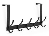 Optish Over The Door Hooks, Door Hanger Hooks for Hanging, Over The Doors Towel Racks for Bathroom with 10 Coat Hook, Coat Rack Bathroom Accessories（1 Pack, Black）