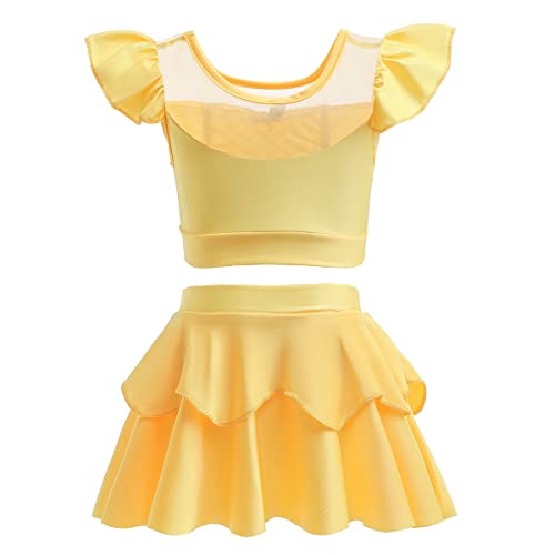 Image of REXREII Girls Princess Swimsuits Two-Piece Tankini Set Beach Surf Birthday Swimming Party Bathing Suits Fancy Swimwear 3-4T
