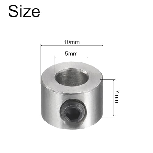 QUARKZMAN 12 Stück Satz-Scheibenkragen 5mm Bohrung Edelstahl Wellenkragen 10mm Außendurchmesser 7mm Breite Fahrwerksstopper Radkragen mit Innensechskantschlüssel