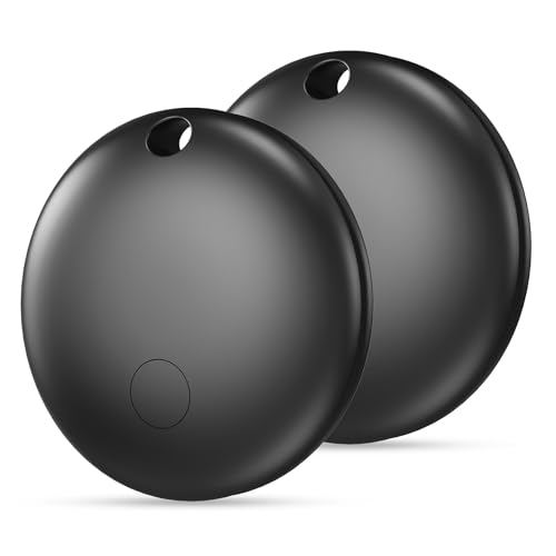 Air Android Smart Tag Negro 2 Pack - Localizador Bluetooth Tracker Funciona con Apple Buscar y Google Find My Device, Rastreador GPS Impermeable para Llaves, Carteras y Maletas, Batería Reemplazable