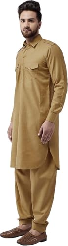 Men's Cotton Pathani Kurta Salwar Set, 80% Cotton, 20% Linen3