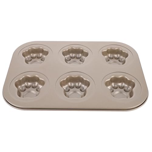 Gadpiparty Stampo per Torta a Forma di Zampa di Gatto, 6 Cavità, Acciaio al Carbonio, Oro, Facile da Pulire, per Cottura Torte e Cioccolatini